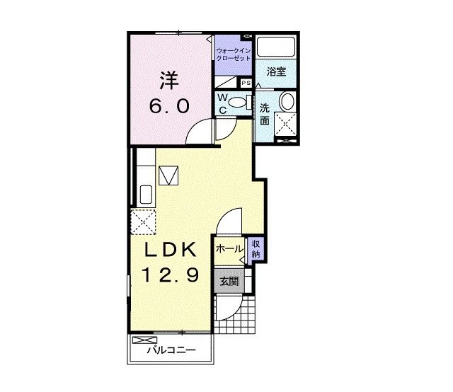 岡山市北区門前のアパートの間取り