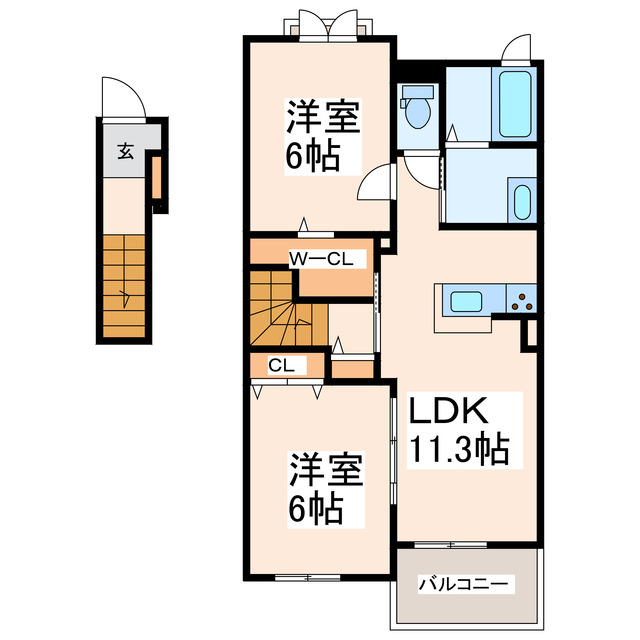 宇城市松橋町久具のアパートの間取り