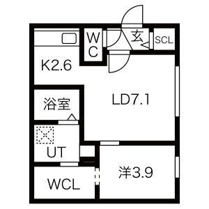 札幌市豊平区月寒東一条のマンションの間取り