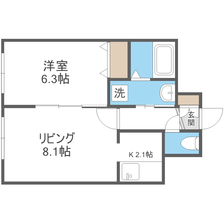 札幌市中央区北十五条西のマンションの間取り