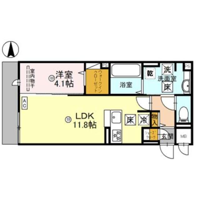 枚方市天之川町のアパートの間取り