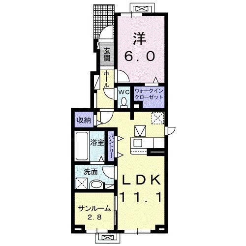 白山市八ツ矢町のアパートの間取り