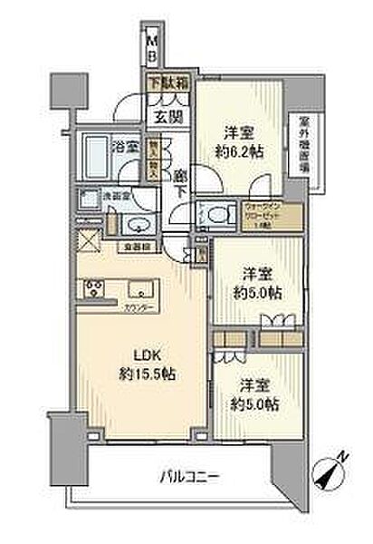 港区赤坂のマンションの間取り