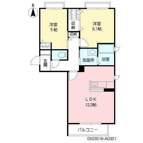 熊本市中央区井川淵町のアパートの間取り