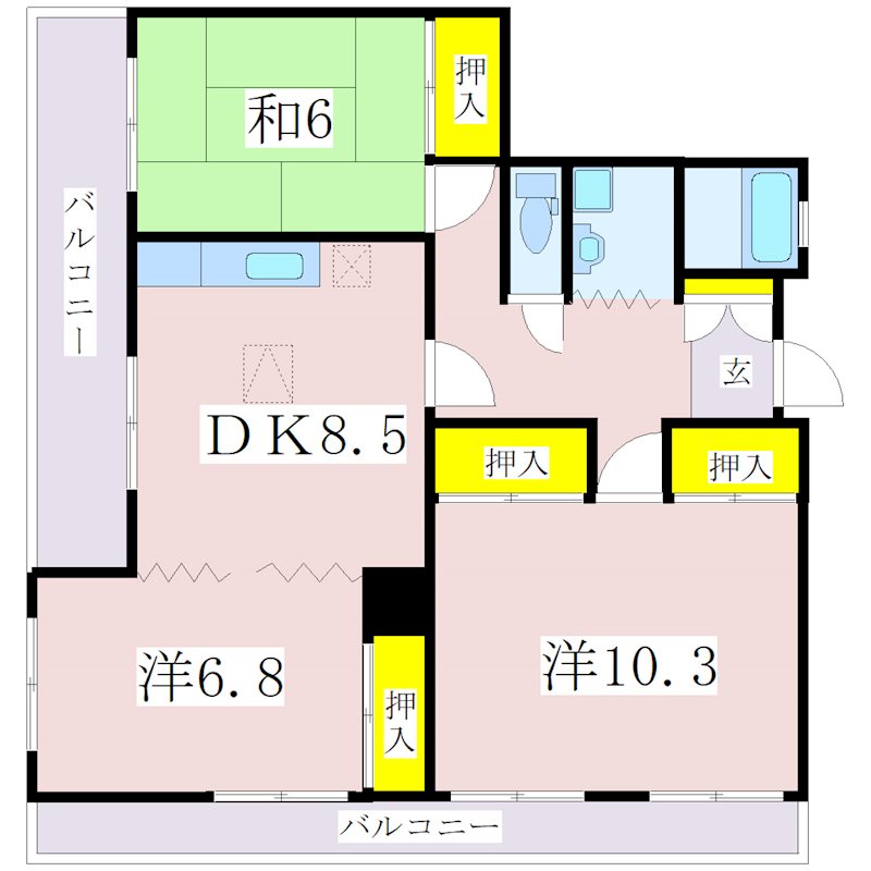 鹿児島市紫原のマンションの間取り