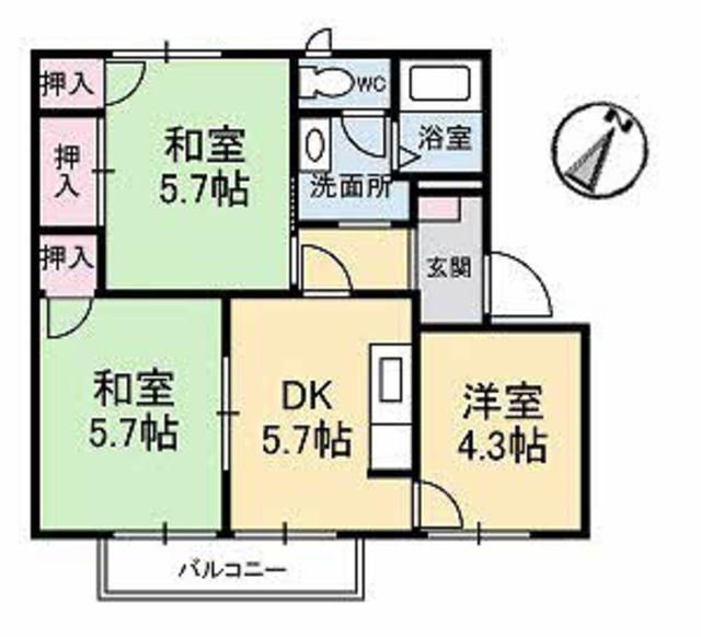 フローラル温品Ｃ棟の間取り