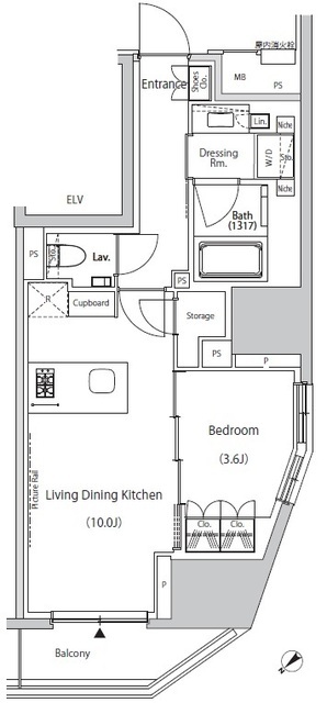 新宿区市谷田町のマンションの間取り