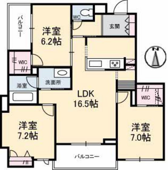 岡山市北区西長瀬のマンションの間取り