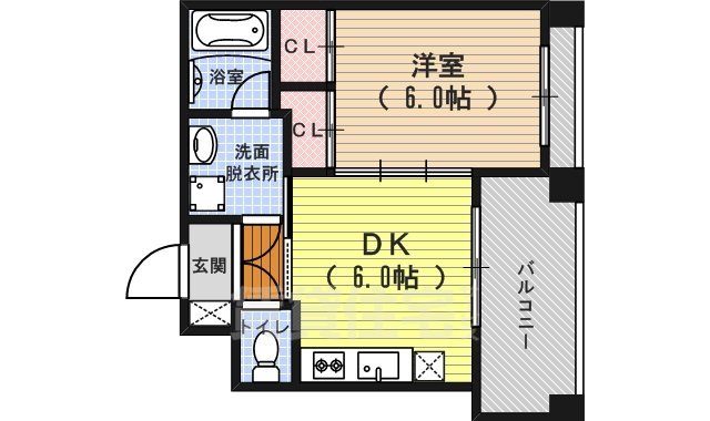 京都市下京区観喜寺町のマンションの間取り