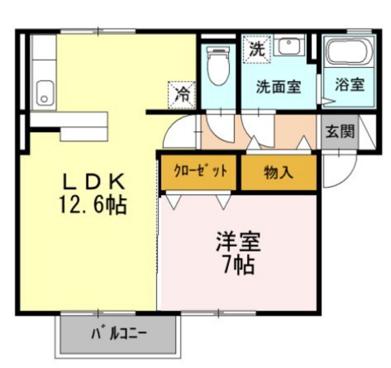 岡山市北区撫川のアパートの間取り