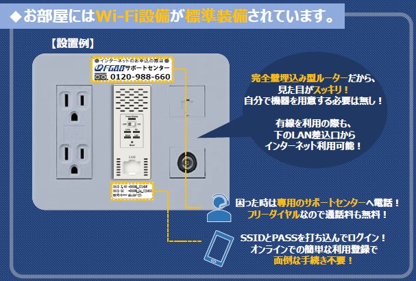 その他設備　無料インターネット完備