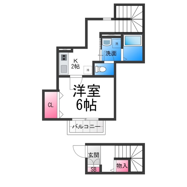 ＪＲ阪和線 鳳駅 徒歩3分 2階建 築23年の間取り写真