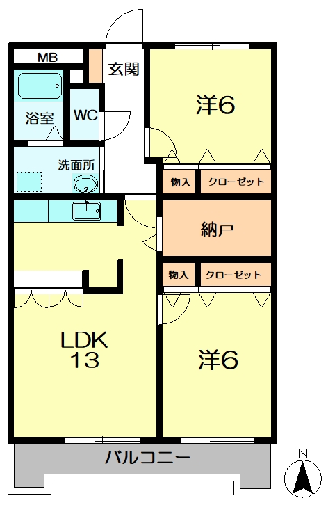 相楽郡精華町光台のマンションの間取り