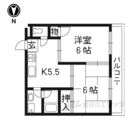 【京都市右京区太秦安井池田町のマンションの間取り】