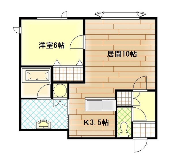 旭川市東光三条のアパートの間取り