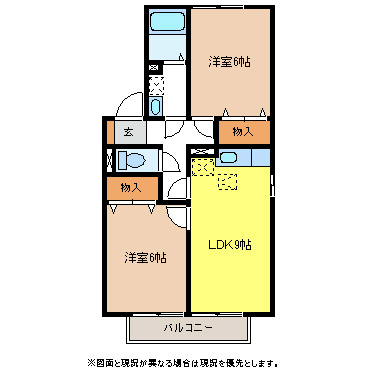 塩尻市大字広丘高出のアパートの間取り