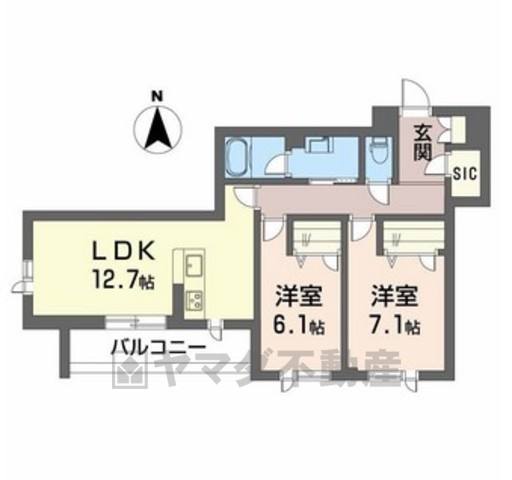 箕面市瀬川のマンションの間取り