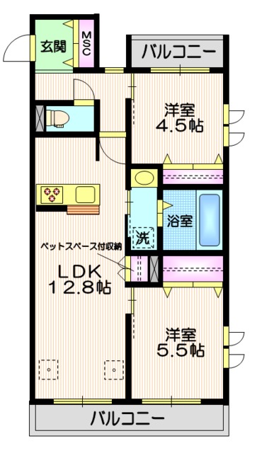 大田区中央のマンションの間取り