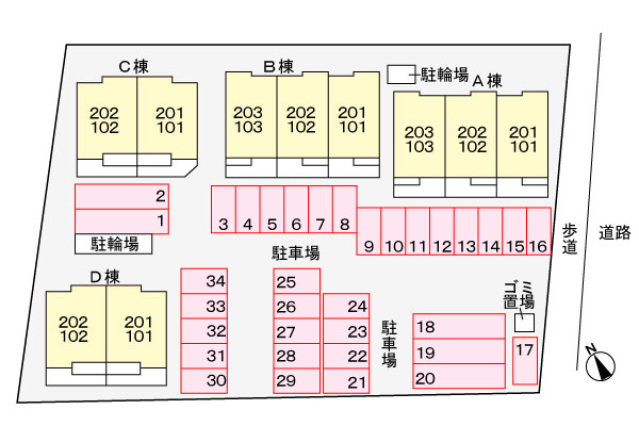 【下関市清末千房のアパートの駐車場】