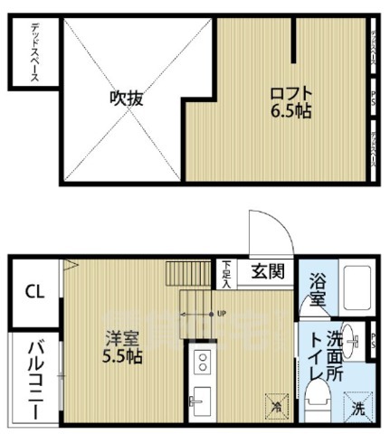 尼崎市元浜町のアパートの間取り