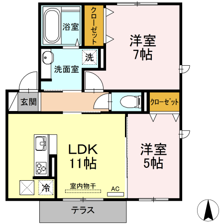 熊本市南区刈草のアパートの間取り