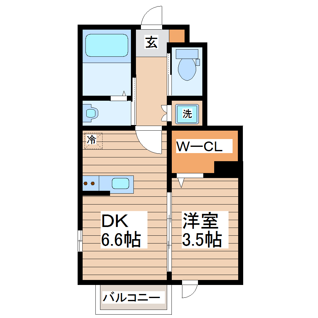 仙台市宮城野区新田のアパートの間取り