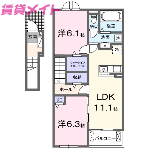 津市藤方のアパートの間取り