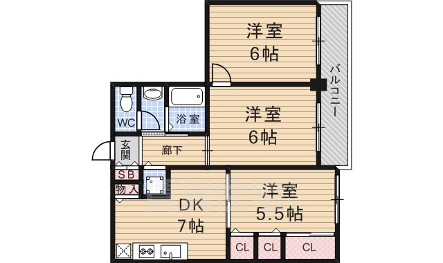 京都市伏見区北端町のマンションの間取り