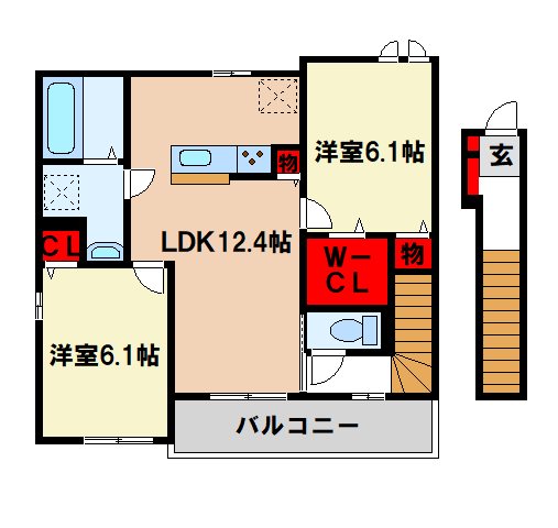 鳥栖市田代本町のアパートの間取り