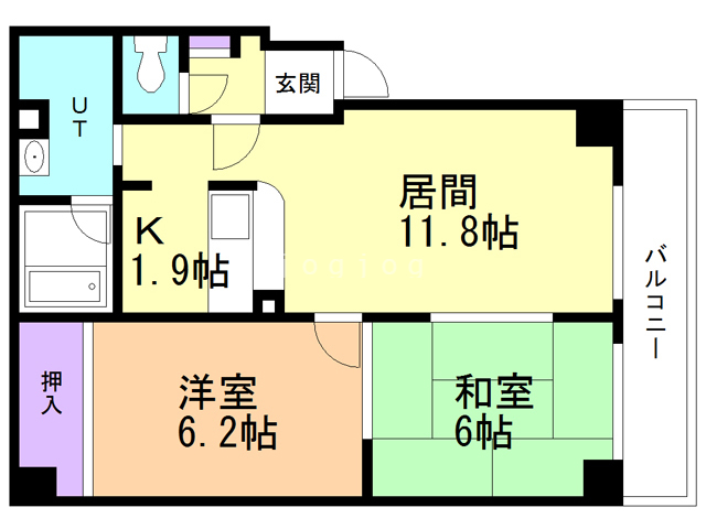 札幌市東区北三十条東のマンションの間取り