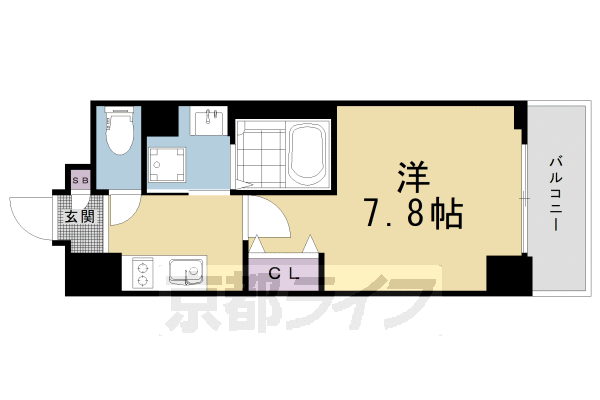 京都市上京区西五辻東町のマンションの間取り