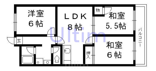 シャトー深草セカンドの間取り