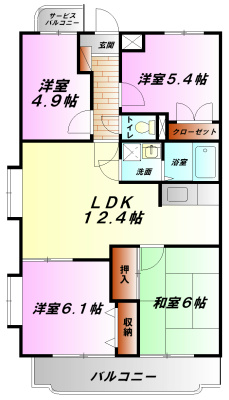 小田原市栢山のマンションの間取り