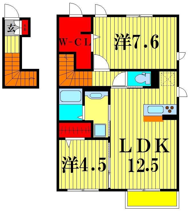 松戸市胡録台のアパートの間取り