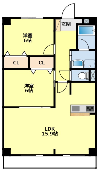 萩野マンション　Ｂ棟の間取り