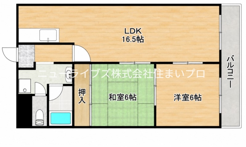 京阪本線 寝屋川市駅 徒歩5分 5階建 築36年の間取り写真