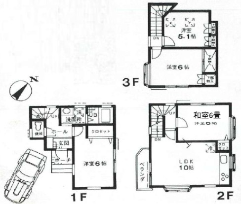 ＪＲ京浜東北線 大森駅 徒歩13分 3階建 築30年の間取り写真