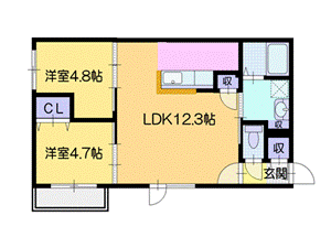 地下鉄東西線 南郷１８丁目駅 徒歩3分 4階建 築5年の間取り写真