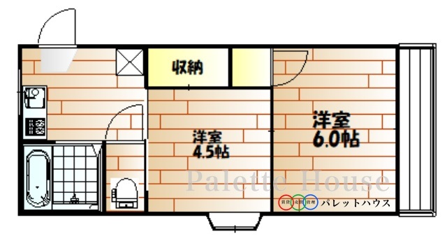 岡山市中区西川原のアパートの間取り