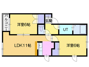 グレースパーク厚別北Ａ棟の間取り