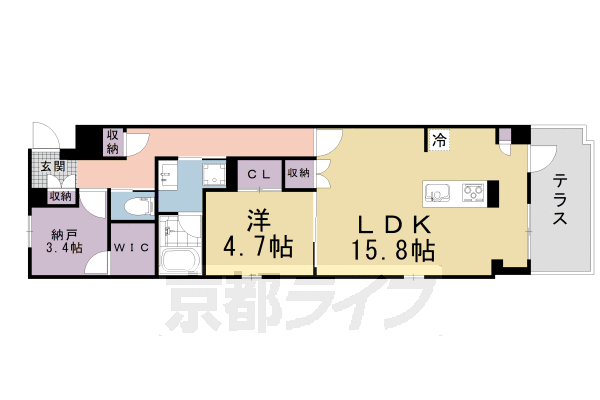 京都市上京区梅屋町のマンションの間取り