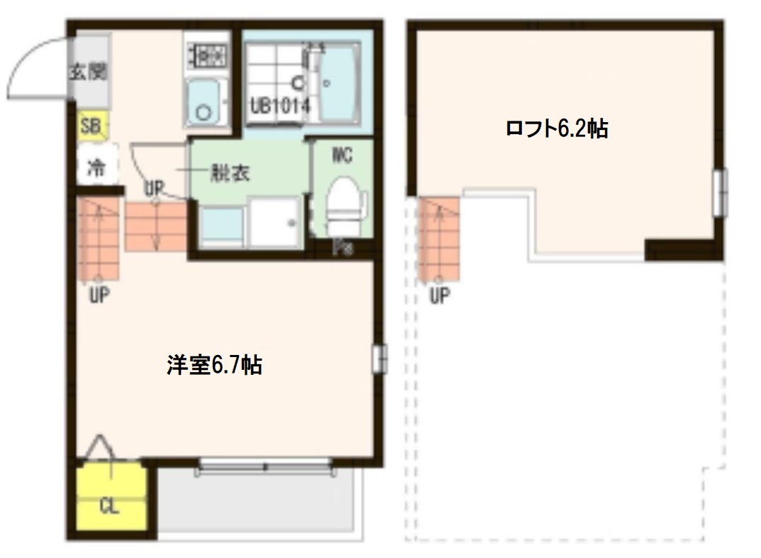 仙台市若林区表柴田町のアパートの間取り