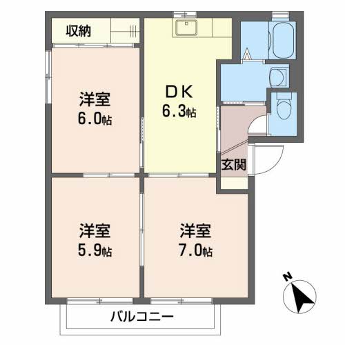 サンパティーク ロジュマンIの間取り