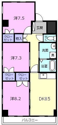 名張市松崎町のマンションの間取り