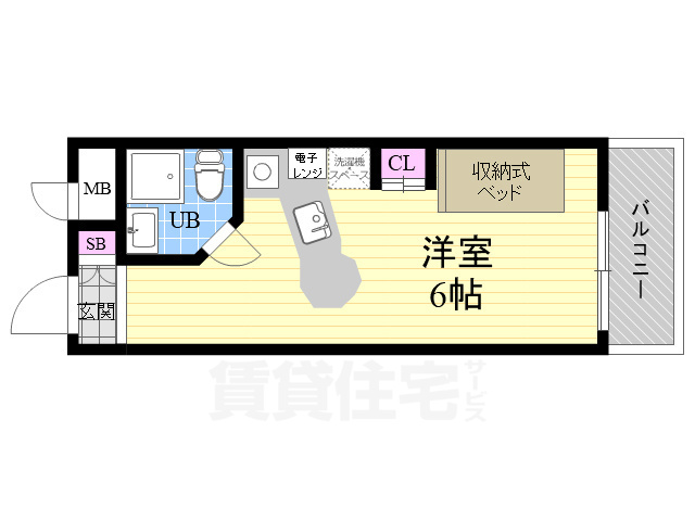 京都市南区唐橋平垣町のマンションの間取り