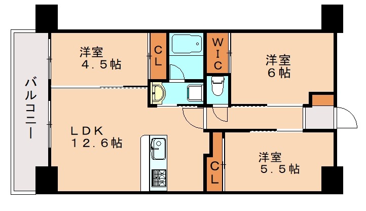 北九州市小倉南区下城野のマンションの間取り