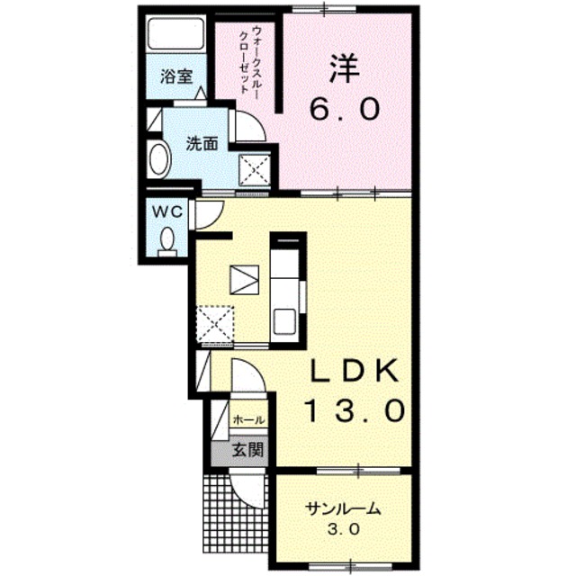 岩出市水栖のアパートの間取り