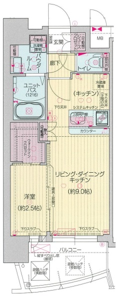 プレサンス江坂ベルフィーヌの間取り