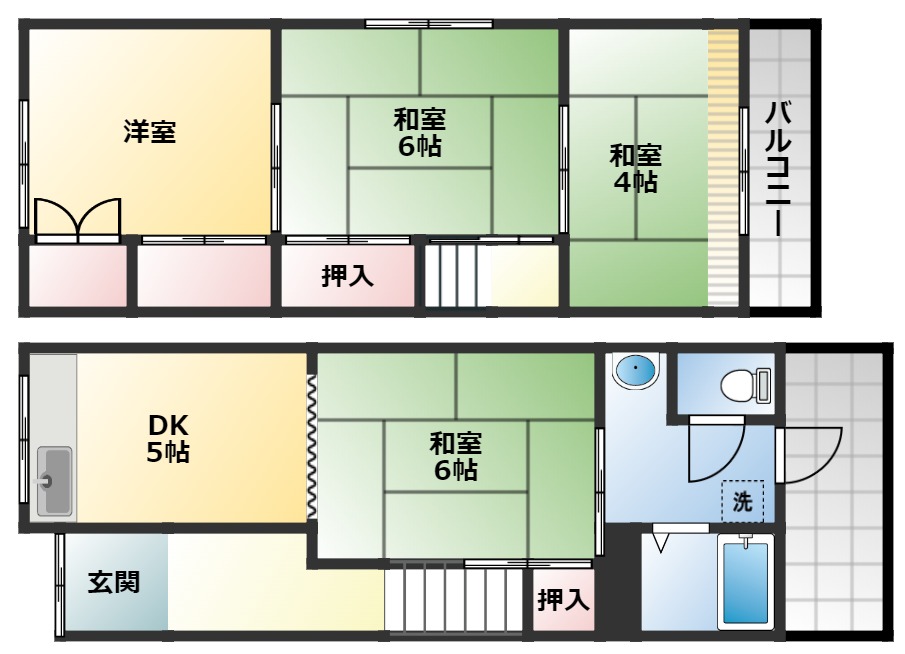 岡原貸家の間取り