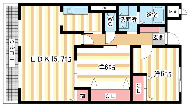 生駒市東菜畑のマンションの間取り